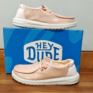 Hey Dude Girls Wendy Iridescent Sparkle Pink Shoes